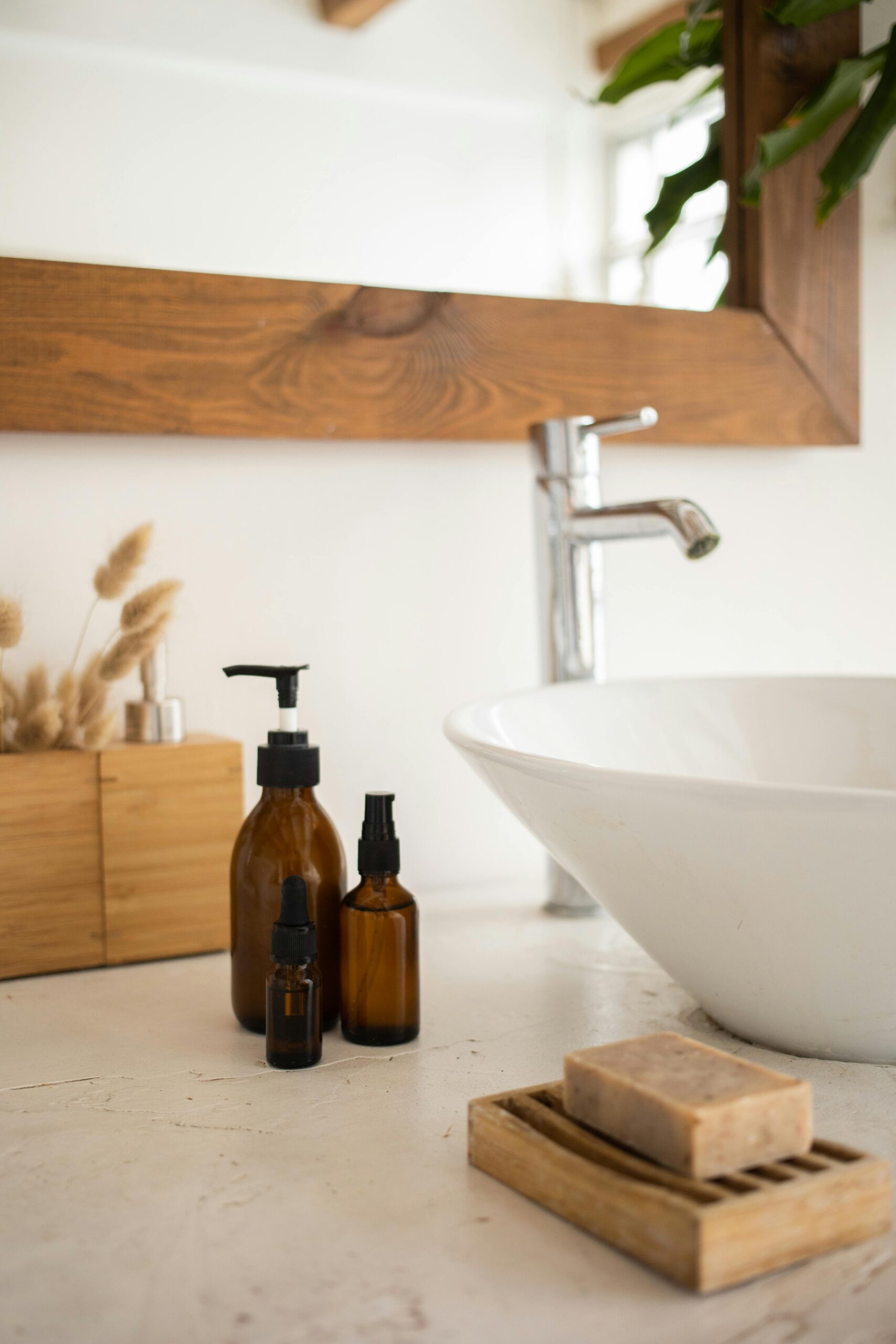 Bathroom countertop with bottles_bathroom remodeling in Knoxville_Preferred construction